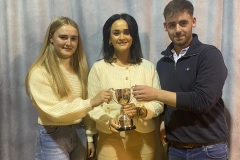 Amy McGinn & Darragh McQuaid receive their shared award (Contribution to School Life) by Mrs Deirdre Hackett - Copy